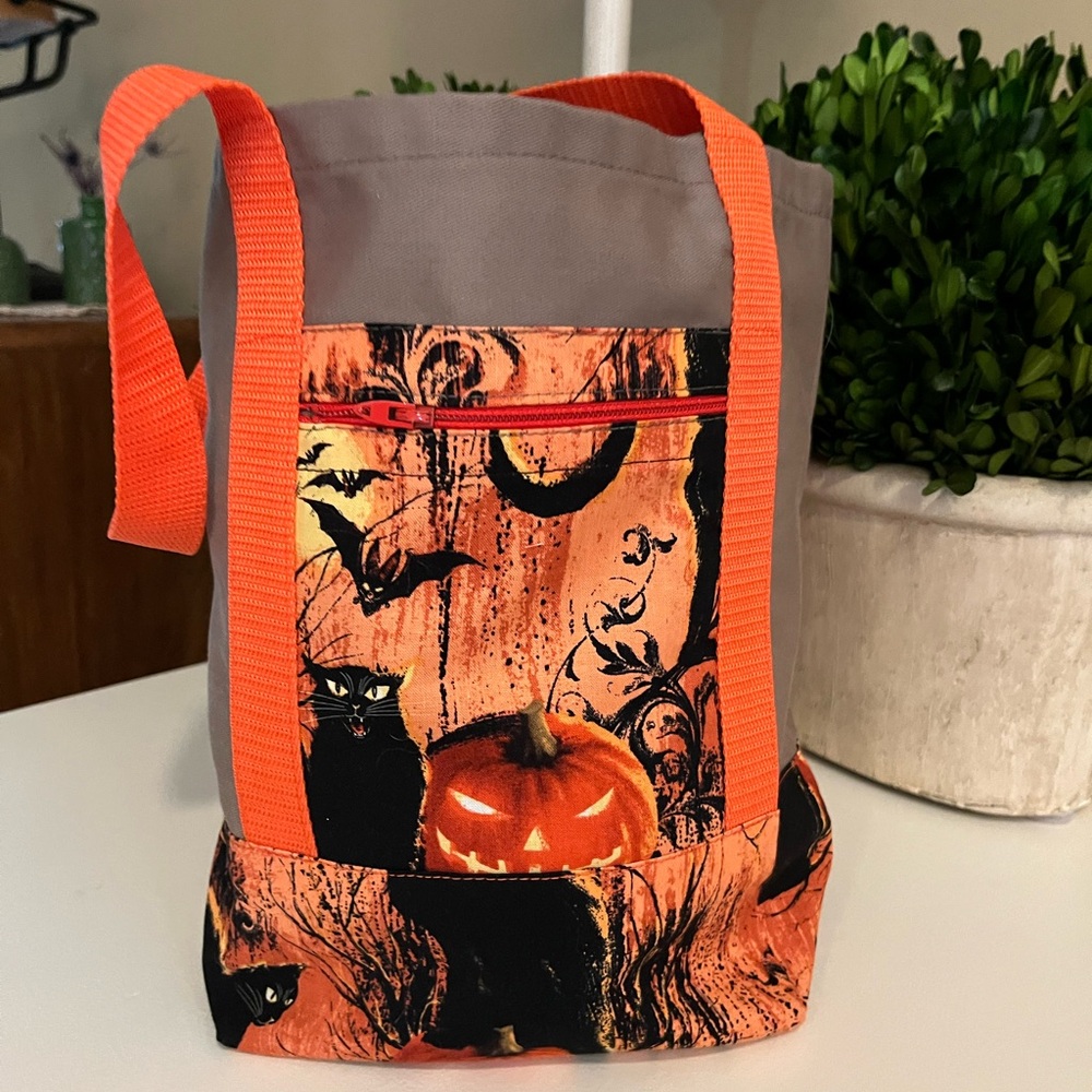 Halloween Themed Black and Orange Tote Bag